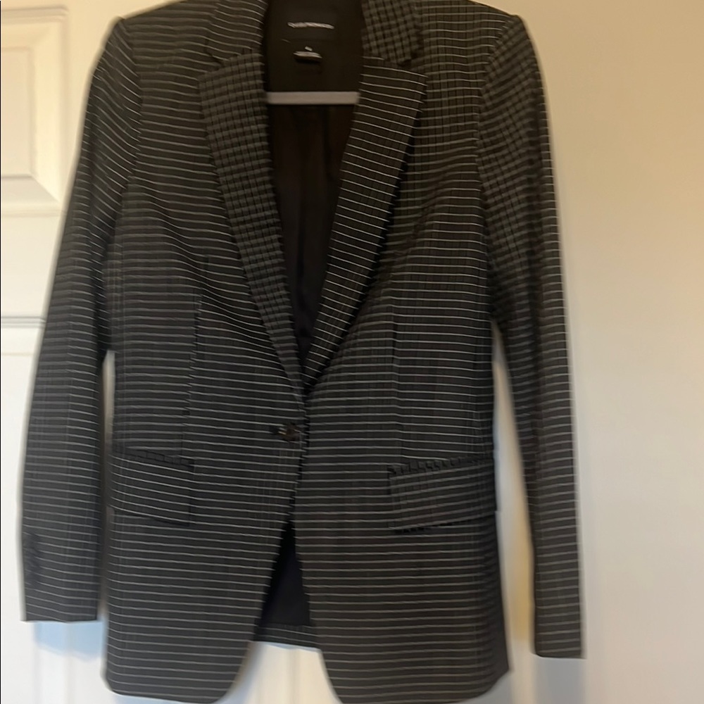 Club Monaco Black and White Blazer with Notched Lapel